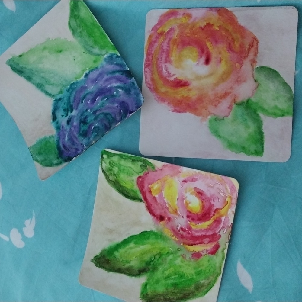 3 Floral Watercolor Painting Note cards